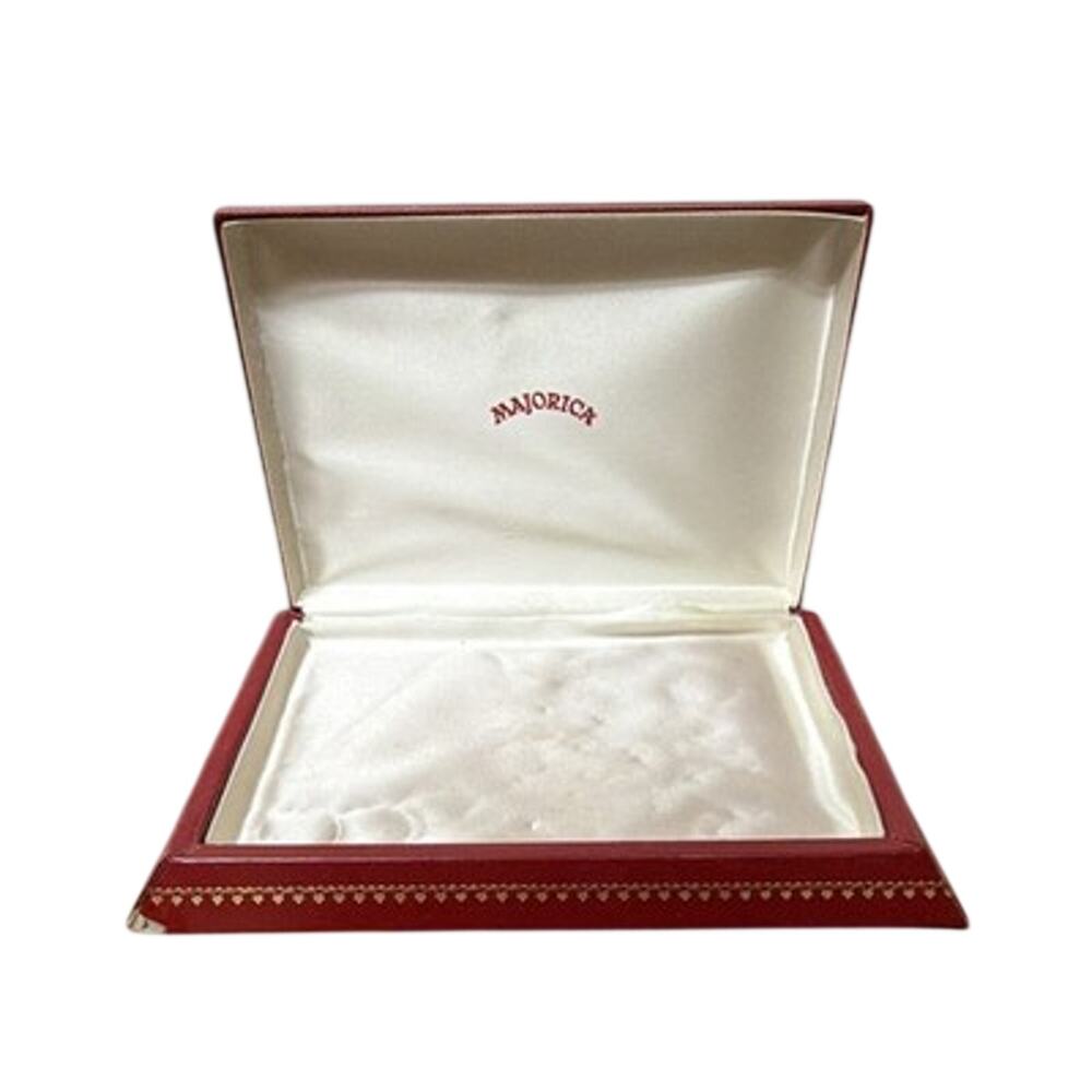 Majorica Red/Gold Rectangle Jewelry Gift Box Satin Lined Hinged